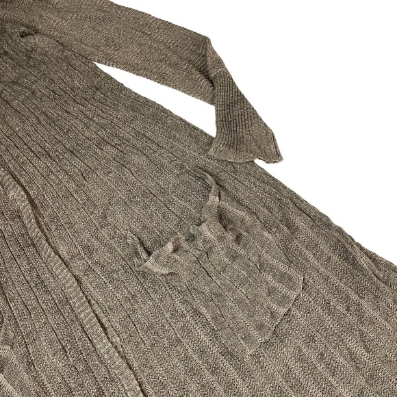 Free People Shadow Stripe Snap Button Duster Cardigan Taupe Beige Large - Picture 11 of 12